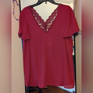 NWT Torrid Double V Lace Detail Chiffon Blouse
